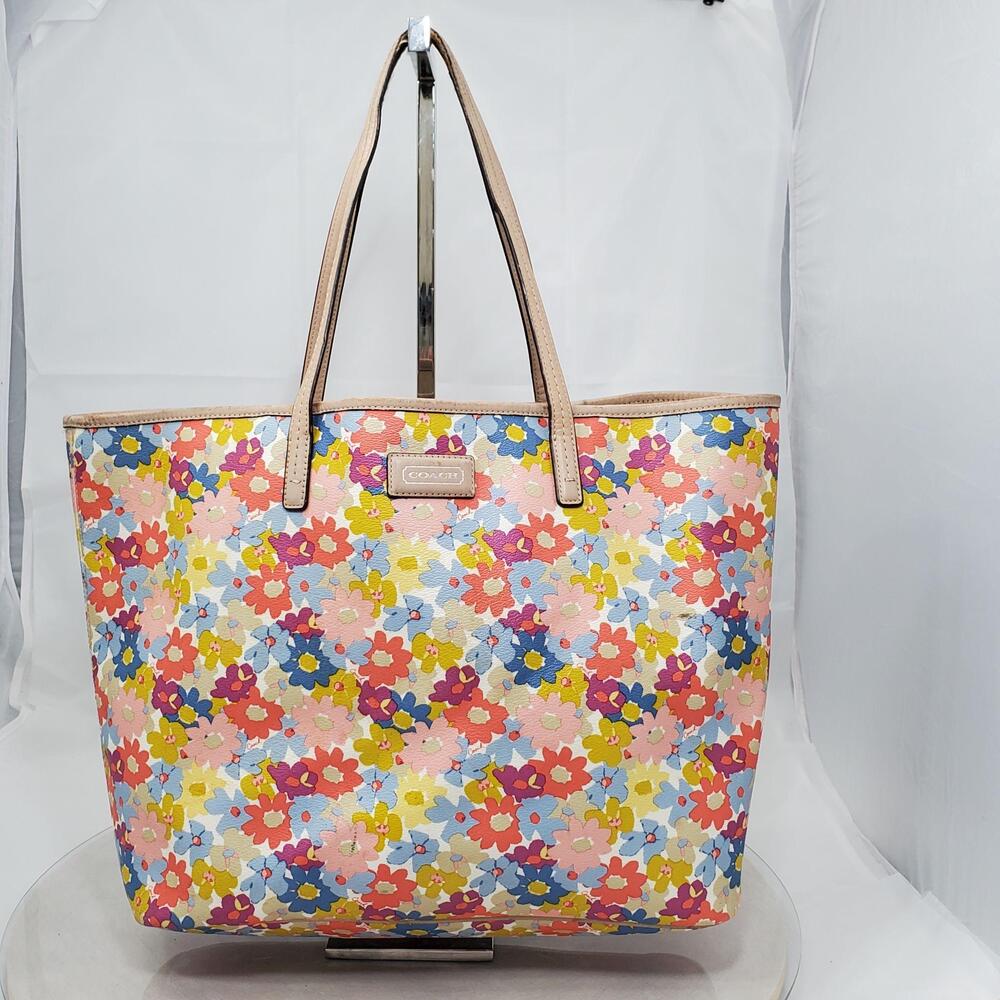 Coach Peyton City Tote Floral Print Bag Large Multicolor Coated Canvas F28908